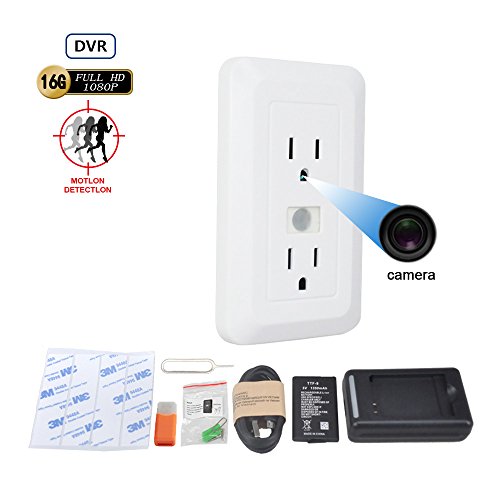 Mini Nanny Cam 15 days Long Standby Electrical Outle Camera Hidden Video Recorder 16GB self Loop Record Hidden Security Camera with PIR Sensor Motion Detection