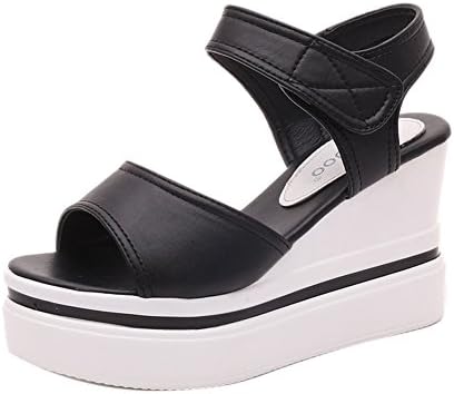 Comvas Womens Summer Skidproof Wedge Sandals Ankle Strap Sandles Black 8.5 D(M) US