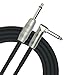 Kirlin Cable IP-202PR-10/BK - 10 Feet - Straight to Right Angle 1/4-Inch Plug Instrument Cable Black PVC Jacket