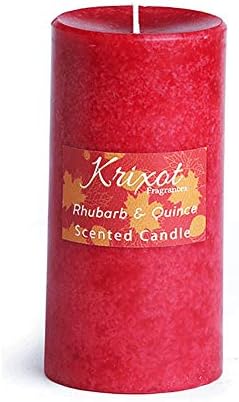 KRIXOT Scented Pillar Candles fragrances | Raspberry Rhubarb in Mottled Design Finish Size 3" X 6" | Premium Fragrance Oil | Finest Wax Blend | 100% Cotton Wicks