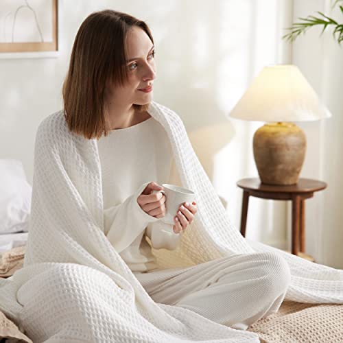 Bedsure 100 Cotton Blankets King Size for Bed 405GSM Waffle Weave