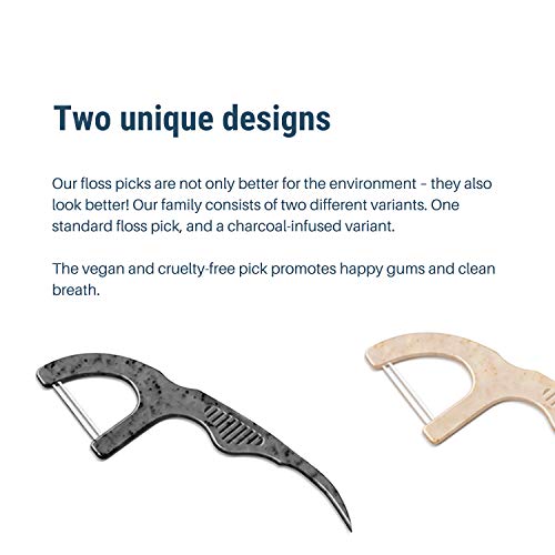 Natural Dental Floss Picks (4pk) - Vegan, Eco Friendly, Sustainable Flossers for Zero Waste Oral Care (Charcoal) - Thumbnail 4