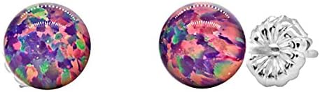 Trustmark 925 Sterling Silver Royal Lavender Synthetic Opal Ball Stud Post Earrings