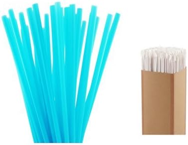 300 COUNT Spirit Foodservice Drink &amp; Toss HEAVY Plastic Individually Wrapped 8-inch Neon BERMUDA BLUE NEON BLUE Straw