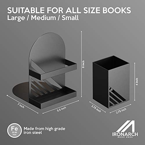 Neatly Made Iron Arch Decorative Bookends for Heavy Books, 200