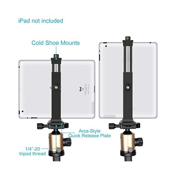 NEEWER iPad Tablet Tripod Mount Adapter Holder, 6.3-9.25 inches/16-23.5 Centimeters Adjustable Clamp for iPad Mini iPad 2/3/4, iPad Air/Air2, iPad Pro Microsoft Surface Samsung Tab 7.0 Series – Bild 6