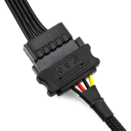 CRJ SATA Power Extension Cable with High Density Black Sleeving 24" - Thumbnail 3