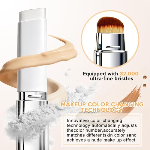 Blanc Cover Cream Stick V - Color Changing Foundation Stick with Volufiline - Hydrating Concealer Base Makeup, Dual-Ended with Built-in Brush, Portable for Daily Use (Natural)
