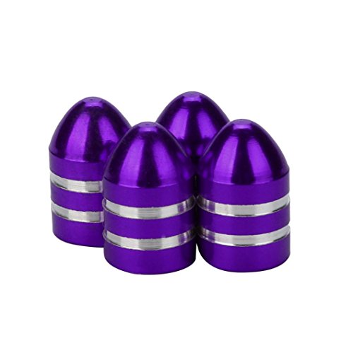 Alonea 4x Aluminum Bullet Car Truck Air Port Cover Tire Rim Valve Wheel Stem Caps (Purple)