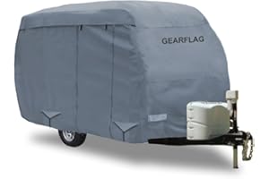 GEARFLAG Fiberglass Travel Trailer Camper Cover Fits 13-16ft Multi-Layers with Reinforced Windproof Side-Straps Anti-UV Water-Resistance Scratch-Proof