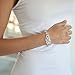 Mariell Gorgeous Cubic Zirconia Wedding Bracelet with Marquis-Cut CZ Cluster - Real Platinum Plated