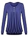 Jazzco Womens Long Sleeve Scoop Neck Pleats Blouse Shirts