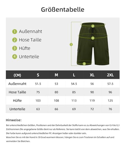 JACKETOWN Men's Cotton Cargo Shorts - Summer Casual Bermuda Shorts With Elastic Waist