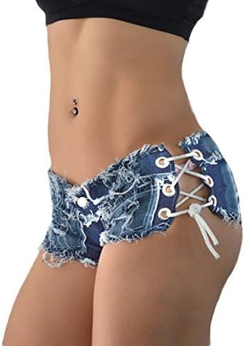 DELEY Women Girls Tassel Bandage Party Night Club Sexy Frayed Rope String Jeans Shorts Hot Pants