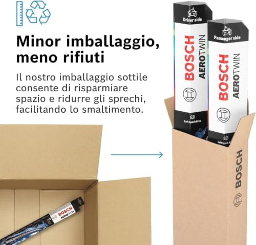 Aerotwin Aerotwin eAR 601 S Tergicristalli Anteriori, Set di 2 Tergicristalli di Ricambio, con Adattatore Preassemblato, 600 mm / 400 mm - Confezione Salvaspazio