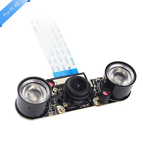 LANDZO Fisheye Wide Angle 5MP 1080p Night Vision Camera Module for Raspberry Pi 4 Model B and Raspberry Pi 3 B/B+