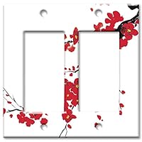 Art Plates 2 Gang Decora - GFCI Wall Plate - Red Blossoms