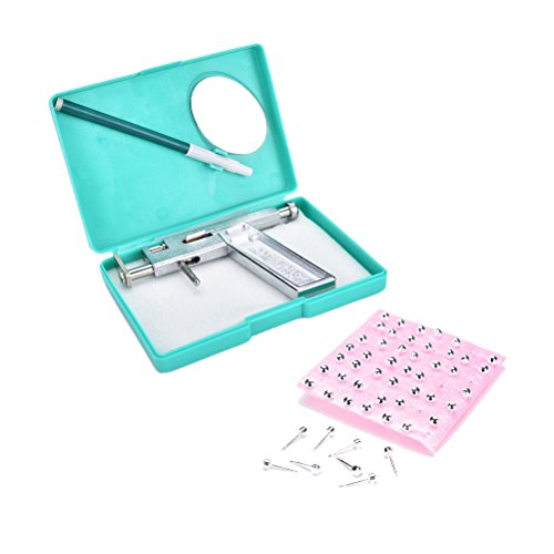 JKLcom Piercing Gun Tool Kit with 49 Pair Studs Set Ear Eyes Lips Nose Navel Body Ring Piercing Gun