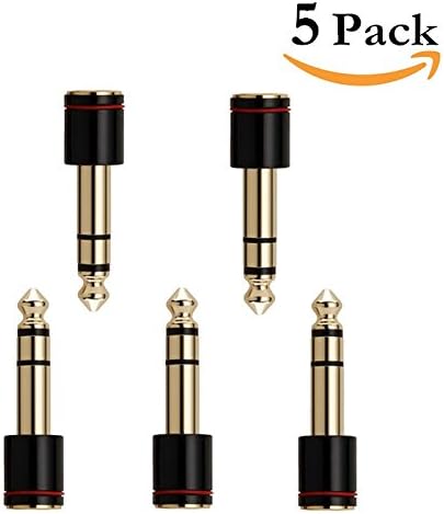 VSKEY [5Pack] Stereo (1/4 inch) 6.35mm Male to 3.5mm Female Headphone Audio Adapter Convertor for Headphones,Electric Pianos, Guitars and Other Instruments, Mixers,Speakers, Microphones,Amplifiers.