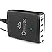 Quick Charge 2.0, JDB 4 Port Wall Charger Multi USB Charger for Galaxy S7/S6/Edge/Plus, Note 5/4, LG G4 / V10, Droid Turbo, Nexus 6, iPhone, iPad and More.