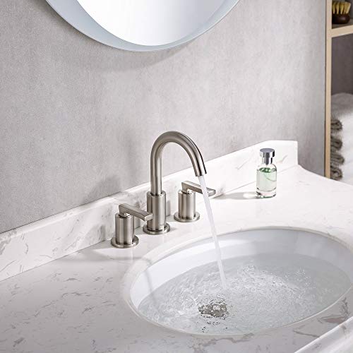 ROFFENNY Widespread Bathroom Faucets Brushed Nickel Modern 3-Holes 8 inch Two-Handle Bathroom Sink Faucet, with Pop-up…