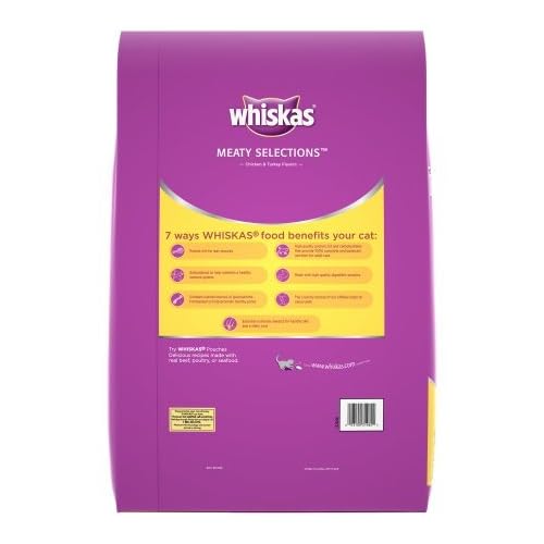 whiskas meaty selections chicken and turkey flavors dry cat food 15 pounds
