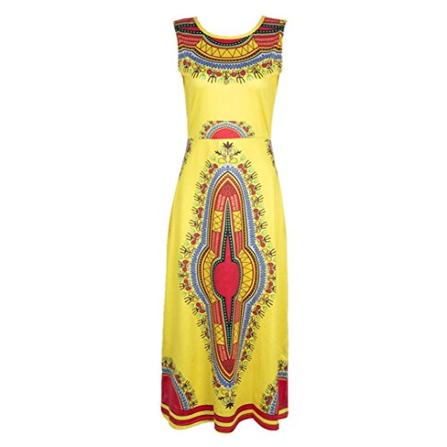 Sunfei ® Women Summer Casual Sleeveless African Tribal Floral Print Long Dress