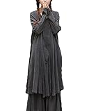 ZANZEA Women's Cotton Linen Long Sleeve Fake 2PCS Button Tops+Skirt Maxi Dress