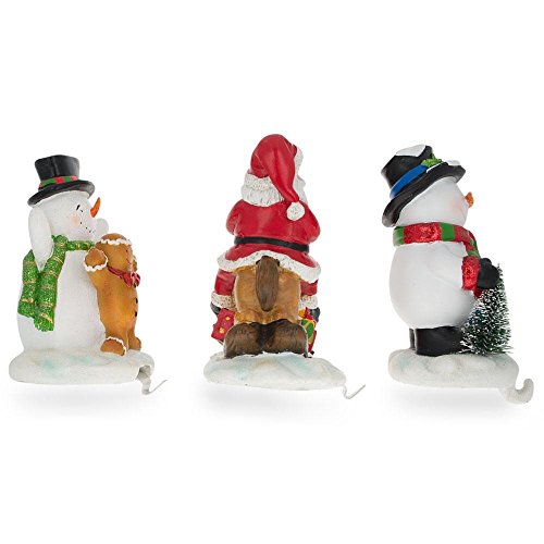 BestPysanky Set of 3 Hand Painted Stocking Holders - Snowmen & Santa 6.5 Inches