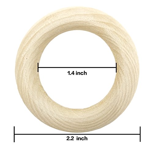 R.FLOWER 55 PCS 2.2" Natural Wood Rings Circles Wooden Rings for Craft DIY Pendant Connectors Jewelry Making - Thumbnail 2