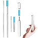 TECVINCI Portable Stainless Steel Straw, Telescopic, More Convenient, Real Simple, Stainless Steel and Reusable Drinking Straw with Case Holder & Cleaning Brush for Travel, Household, Office-Sliver