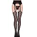 Toptim Womens Fishnet Thigh-High Stockings Tights Suspender Pantyhose Socks 2 Pack Black One Size