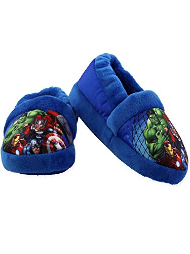 Marvel Avengers Superhero Boys Toddler Plush Aline Slippers (13-1 M US Little Kid, Blue)