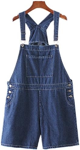 Season Show Womens Plus Size Classic Denim Jeans Bib Overall Shorts XL Deep Blue