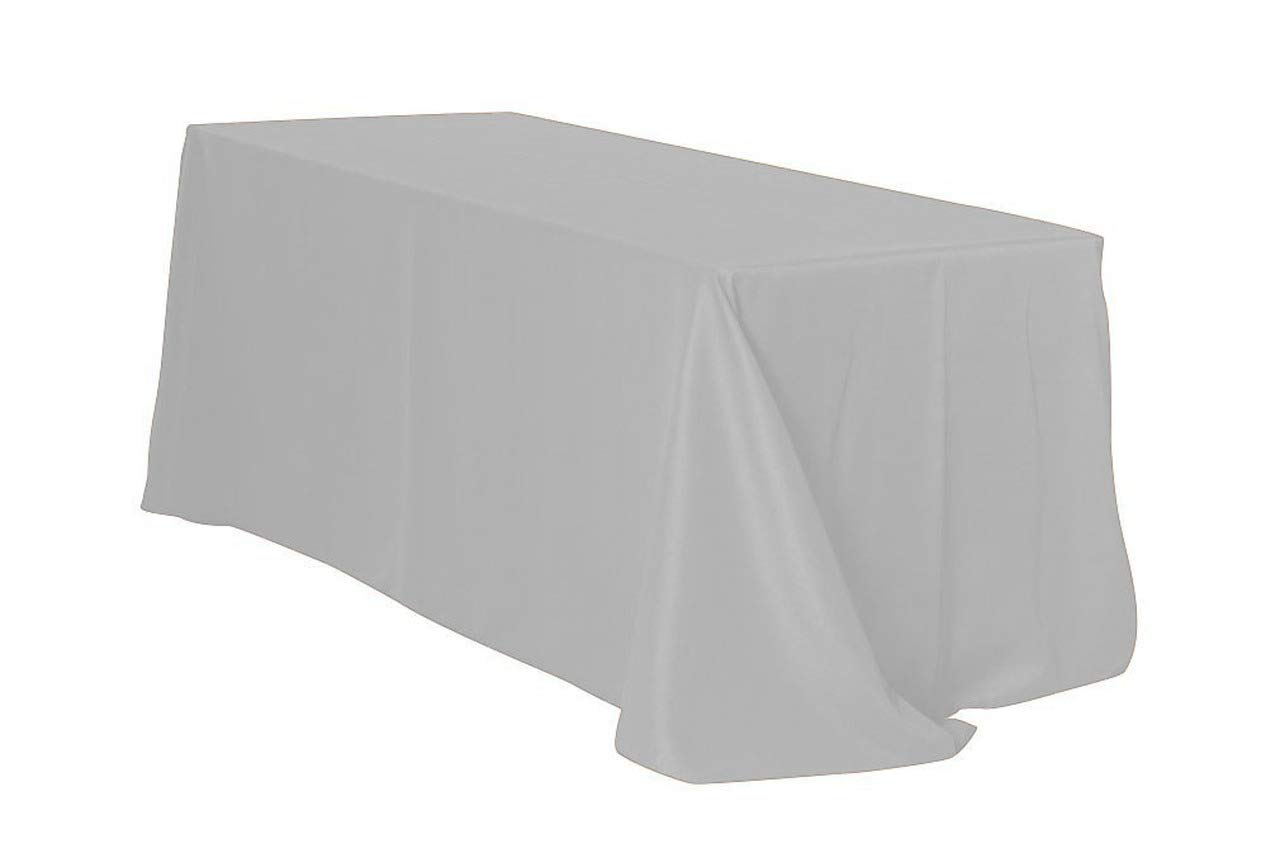 Sterling Mill Polyester Rectangle Tablecloth – Christmas Elegant Table Cover for Weddings, Dinner, Parties, Birthday, Banquets and Events - White & Black (Silver, 60"x84" Rectangle)