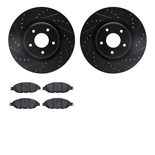 Dynamic Friction Company Front Brake Rotors-Drilled and Slotted-Black with 5000…