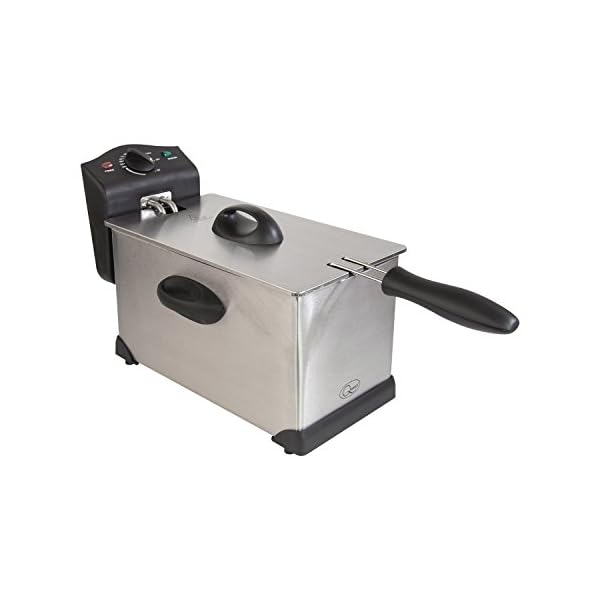 Quest 35140 3 Litre Stainless Steel Deep Fat Fryer / 130-190°C Adjustable Temperature / Lid Cover / Easy Clean Removable…