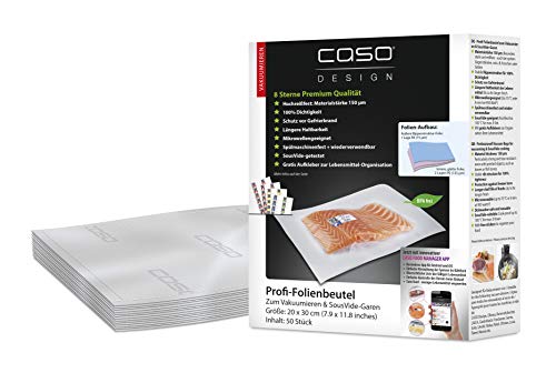 CASO Profi- Folienbeutel 20x30 cm / 50 Beutel,für alle Vakuumierer,BPA-frei,sehr stark und reißfest ca. 150µm…