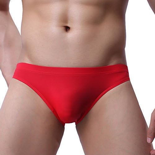 GuPoBoU168 Mens Solid Soft Sheer Ice Silk Bulge Briefs Underwear