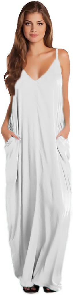 Elan International Women's Maxi Spaghetti Straps Loose Dress
