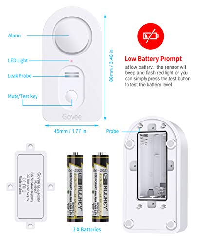 image for MINGER 2 Pack B5054001 Water Leak Detector, Govee Wireless Water Senso