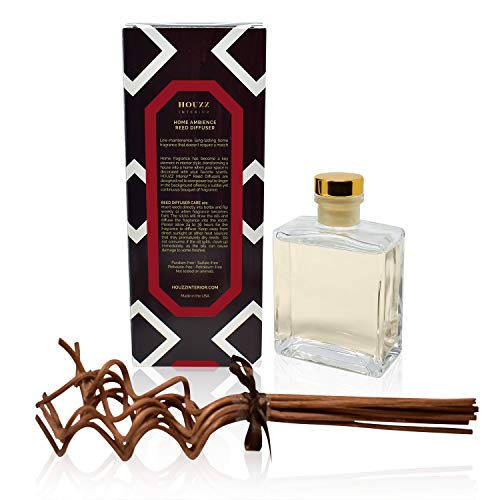HOUZZ Interior Tobacco Vanille Home Reed Diffuser and Scent Sticks Set - Spicy and Sweet - Tobacco Leaf, Tonka Bean, Tobacco Blossom, Vanilla, Dried Fruits and Wood Notes - Amazing Scent!