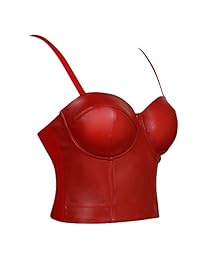 Charmian - Camiseta de piel sintética con tirantes para mujer