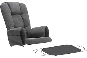 Tovvre 5Pcs Velvet Glider Rocker Replacement Cushions with Side Storage Pockets, Glider Rocking Chair Cushions Set for Nursery, Breastfeeding, Napping,Grey,Square Back