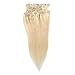 Grammy 20 Inch 7pcs Remy Clips in Human Hair Extensions 70g with Clips for Highlight (20inch, 613 Bleach Blonde)