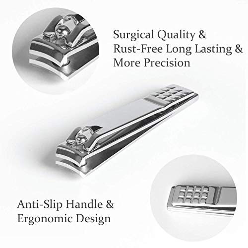Pedicure Grooming Kit Manicure Set Ejiubas Stainless Steel Nail Clippers Kit Nail Cutter Set Women Men 14 Pieces with Portable Travel Case