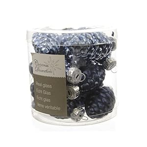 Glazen dennenappels, 60 mm, glanzend/mat, 12 punten/blik, jeansblauw