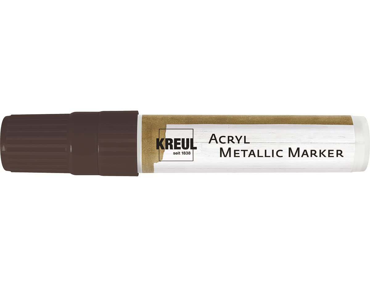Kreul 46253 Acrylic Metallic Marker XXL with Chisel Tip Approx. 15 mm Copper Permanent Acrylic Paint with Metallic Effect for Puristic Elements