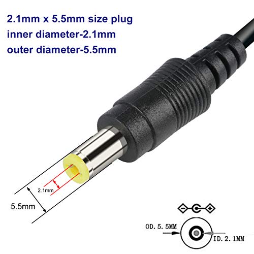 Dericam DC 12V 2A Power Supply Adapter / 1 Female to 4 Male Power Splitter Power Cord, Fits DVR/Security Camera, 5.5x2.1mm, Input AC 100-240V~50/60Hz 1A, Output DC 12V 2A, US Plug, 12V2A-4B, Black - Thumbnail 3