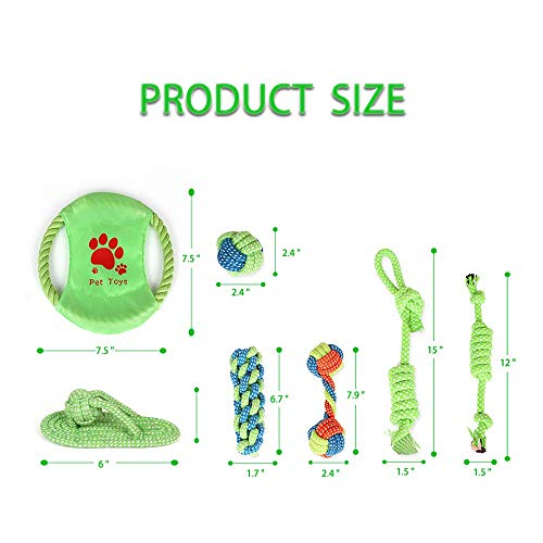 Dog Tough Rope Chewer Toys - Dog Tug of War Dog Indestructible Toy Teeth Cleaning for Aggressive Chewers Large Breed and Small Medium Breed - Washable Cotton Rope Dog Toy Set of 7